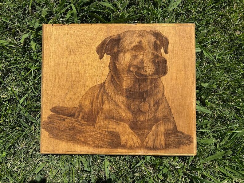 Custom Pet Portrait engraved tile
